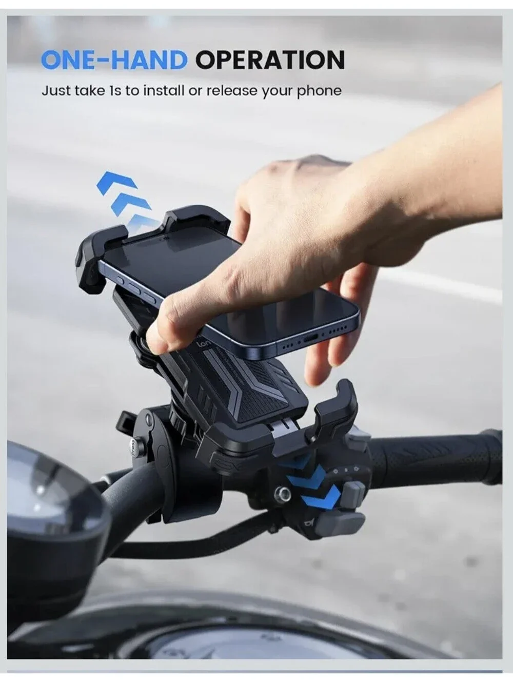 Motorcycle / Bicycle Phone Mount with Vibration Dampener for 4.7-6.7